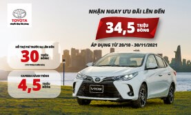 Đại Lý Toyota Phú Yên triển khai chương trình từ Toyota Việt Nam ưu đãi dành cho Vios 2021 lên tới 34,5 triệu đồng